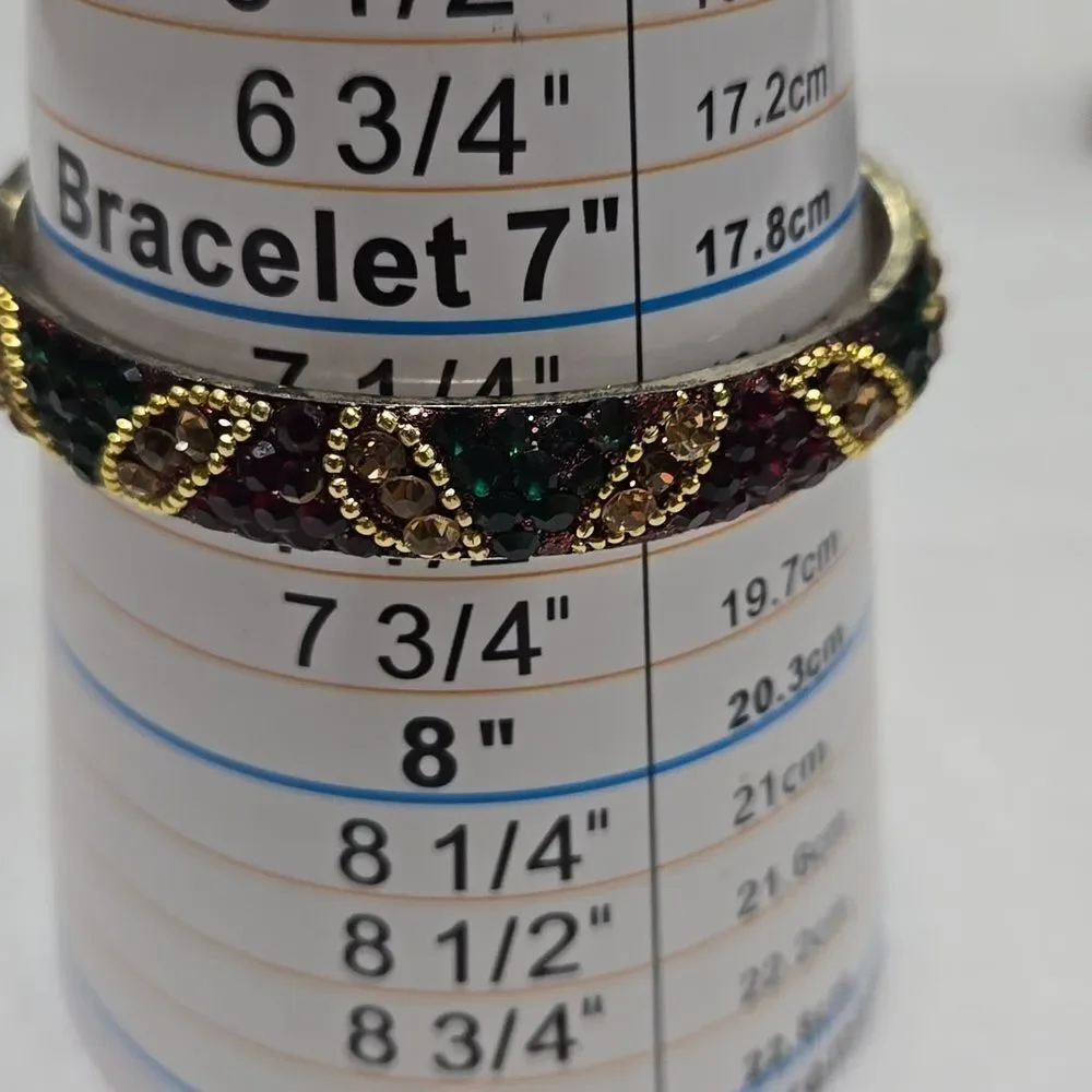 Set Of 4 Gold, Green & Red Bangles